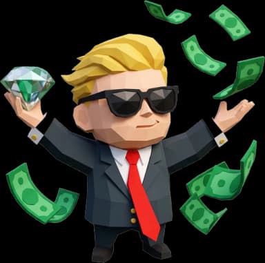 BBTI trader mascot — low-poly trader with diamond hands